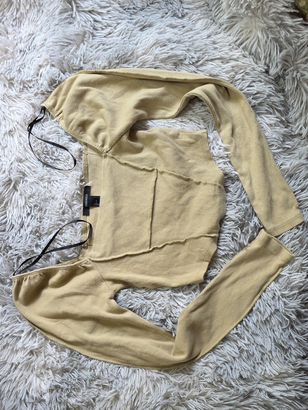Forever 21 Pale Yellow Ribbed Crop Top